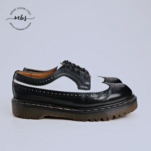 Dr. Martens 3989 Vintage Leather Brogue Oxford Wing Tip Shoes Black White Men 10